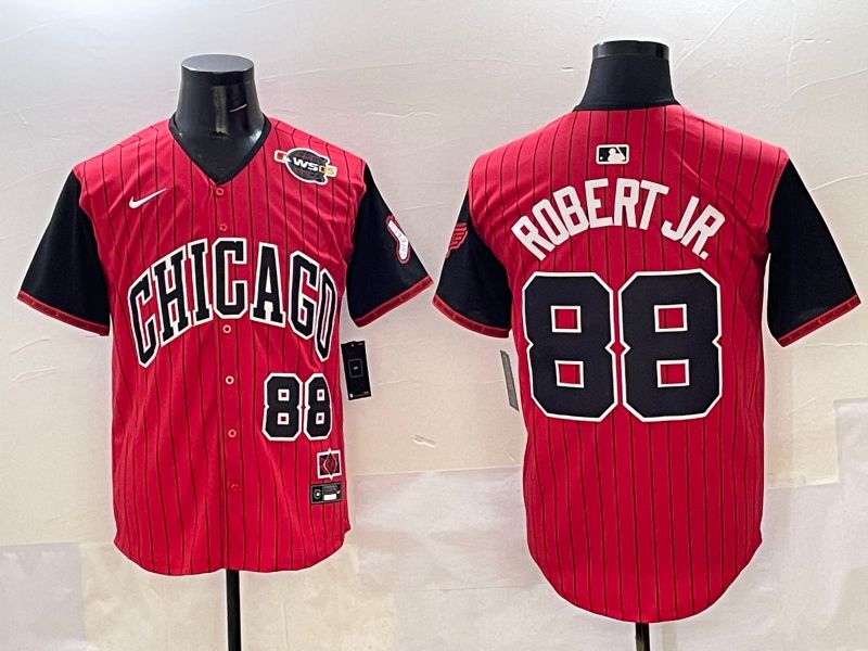 Men Chicago White Sox #88 Robert jr Red Stripe Joint Name 2025 Nike MLB Jersey style 3->chicago white sox->MLB Jersey